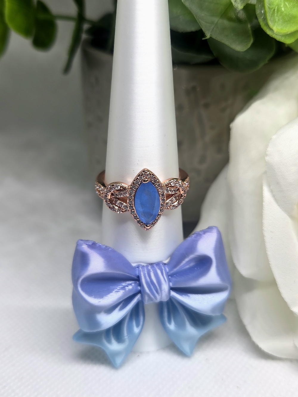BP Rose Gold Ring with Ocean Blue Quartz Marquise Stone